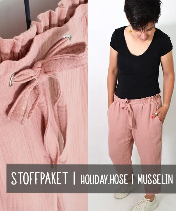 lenipepunkt-holiday-hose-materialpaket-musselin-dark-salmon-035 image 1