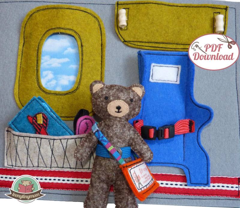 n-hfrosch-schnittmuster-quiet-book-teddy-im-flugzeug-filz-4-seiten image 3