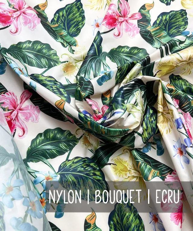 lenipepunkt-stoffe-nylon-bouquet-ecru-meterware-150-cm image 1