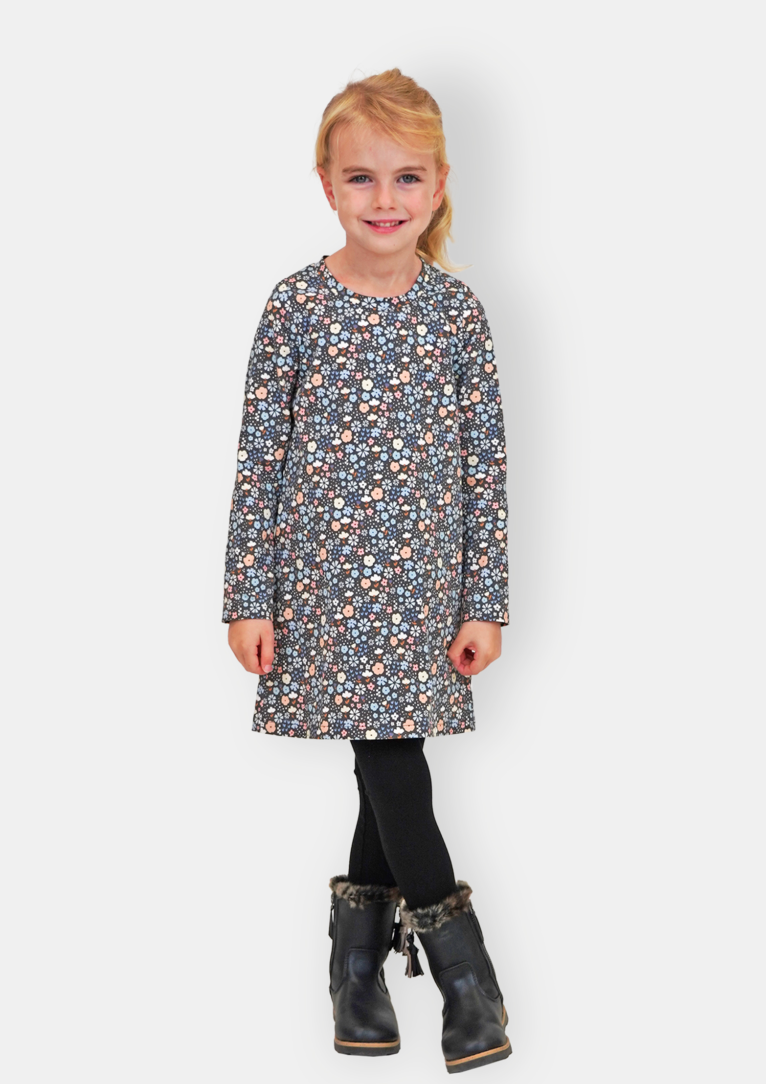 fadenk-fer-basic-kleid-kinder-schnittmuster-gr-74-164-kurzarm image 1