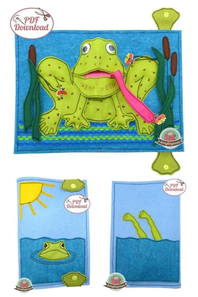 n-hfrosch-pop-up-frosch-quiet-book-schnittmuster-filz-digital image 1