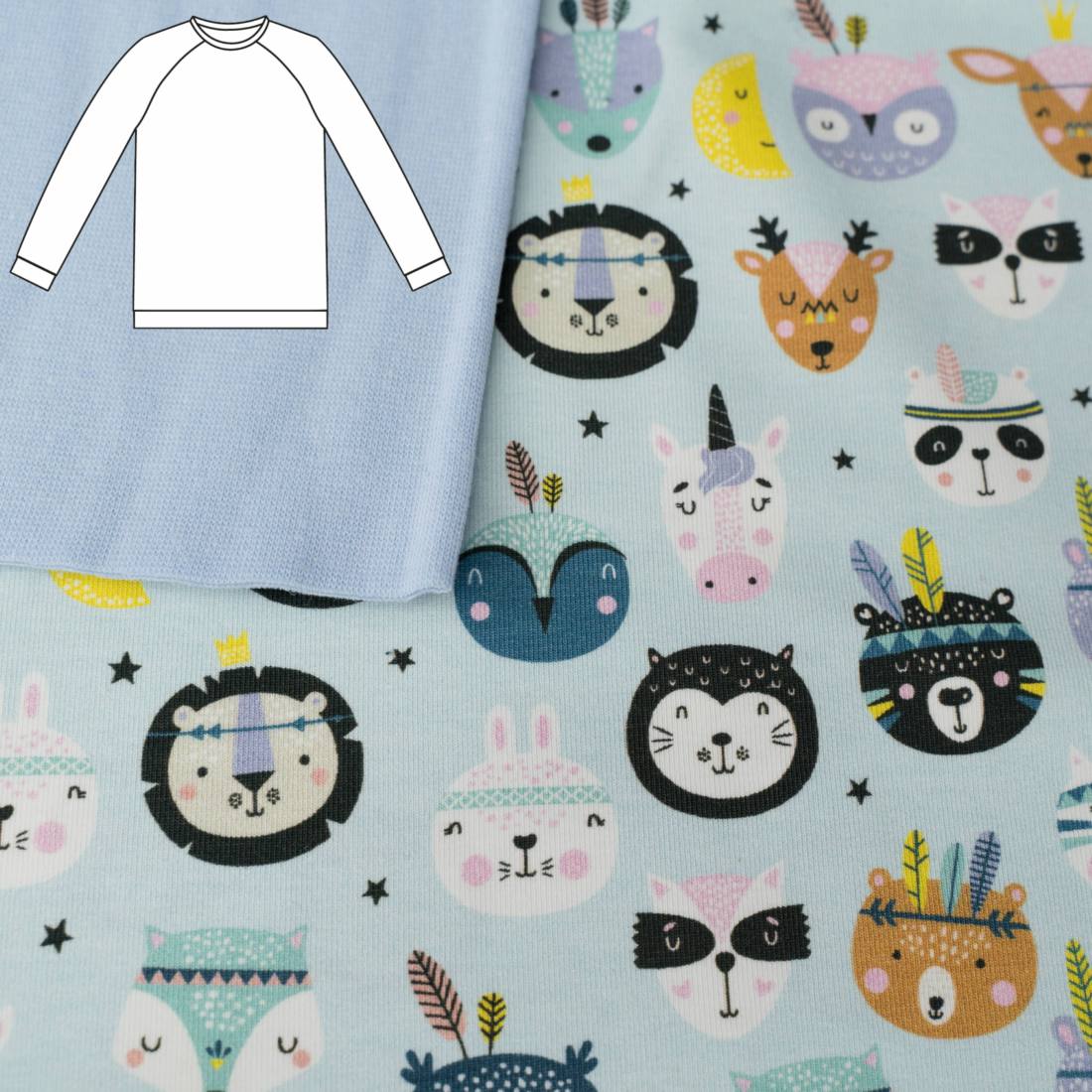 n-hfrosch-n-hpaket-sama-kids-shirt-boho-tiere-hellblau-jersey-set image 1