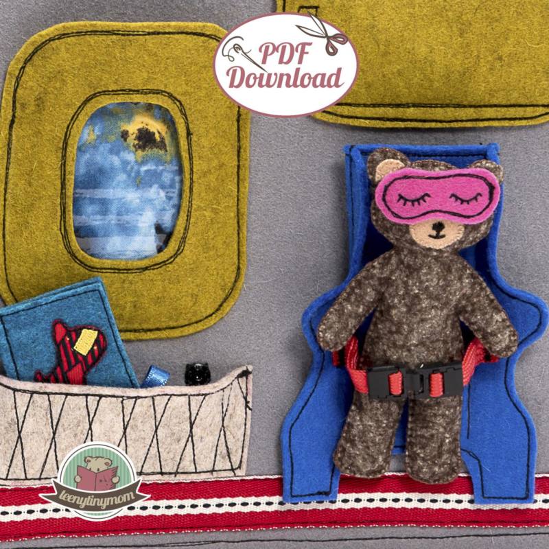 n-hfrosch-teddy-im-flugzeug-quiet-book-schnittmuster-filz image 2