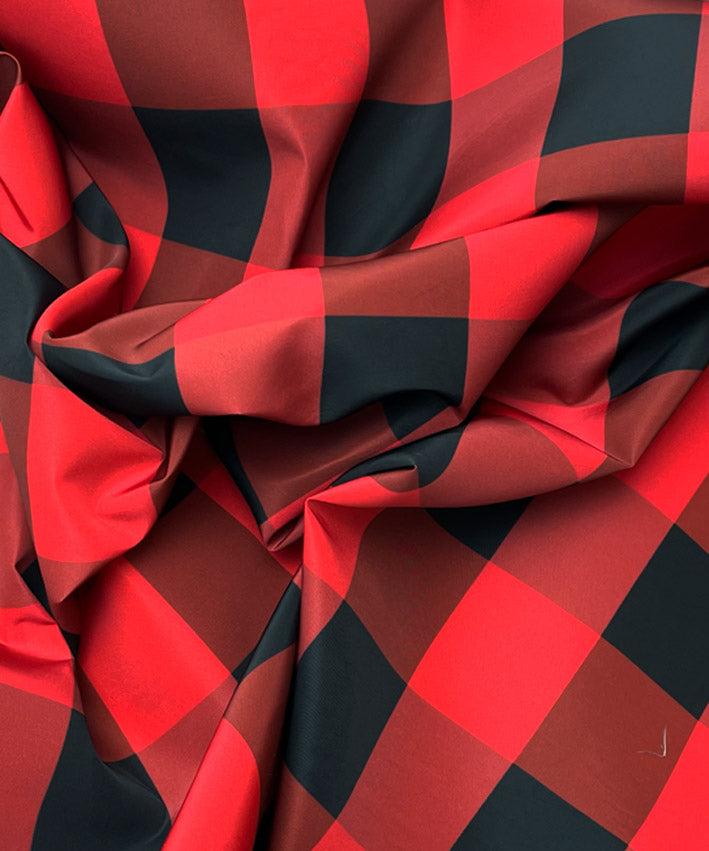 lenipepunkt-nylon-karo-stoff-rot-schwarz-meterware image 2