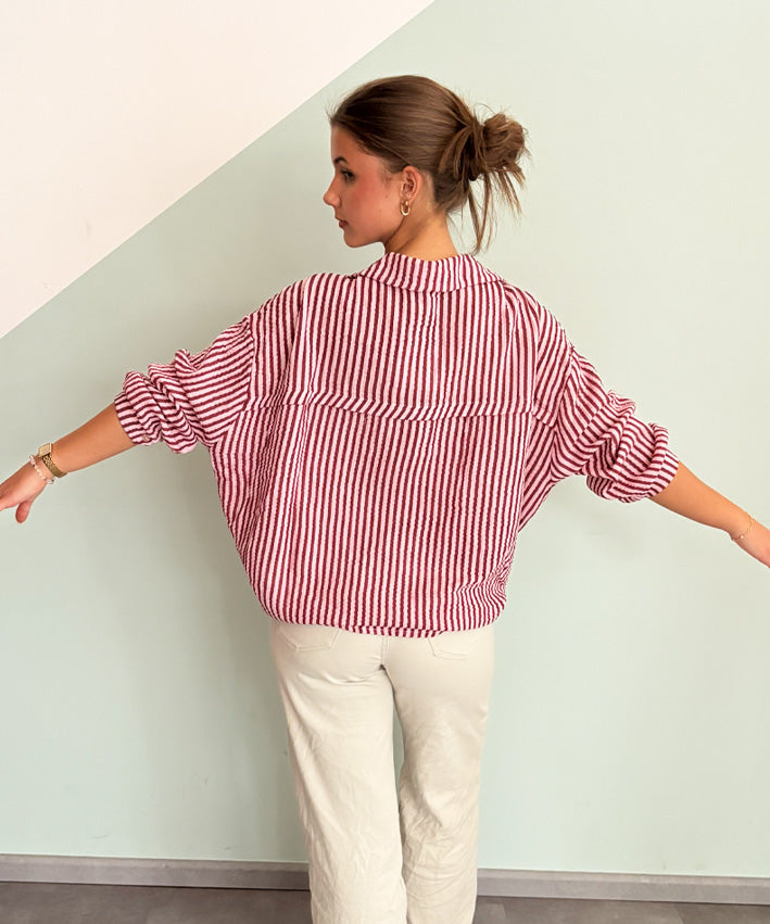 leni-pepunkt-streifen-musselinbluse-damen-rosa-bordeaux image 2