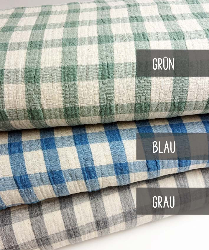 lenipepunkt-musselin-doublegauze-karos-blau-meterware image 2