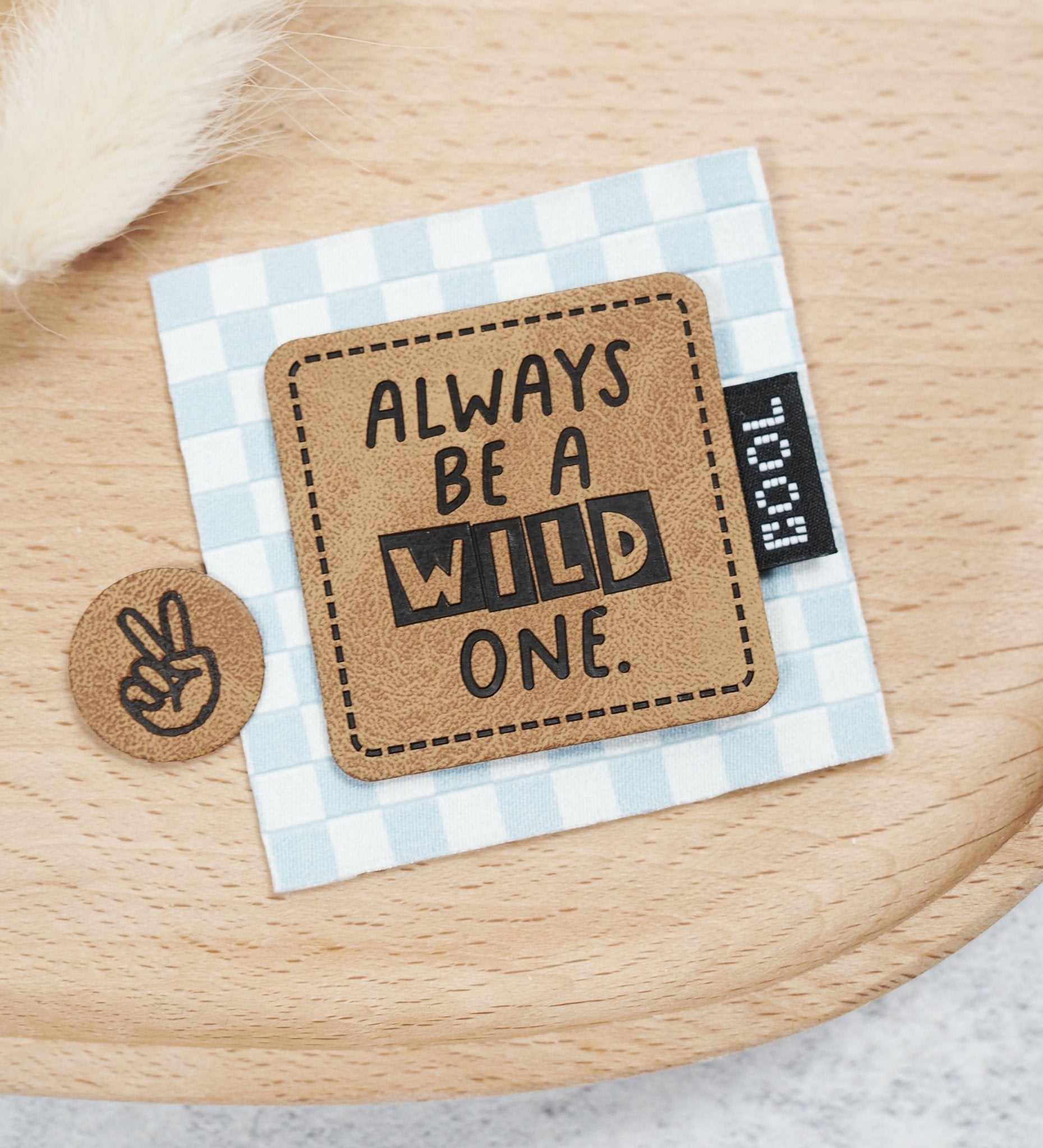 paul-clara-kunstleder-labels-always-be-a-wild-one-iron-on image 2