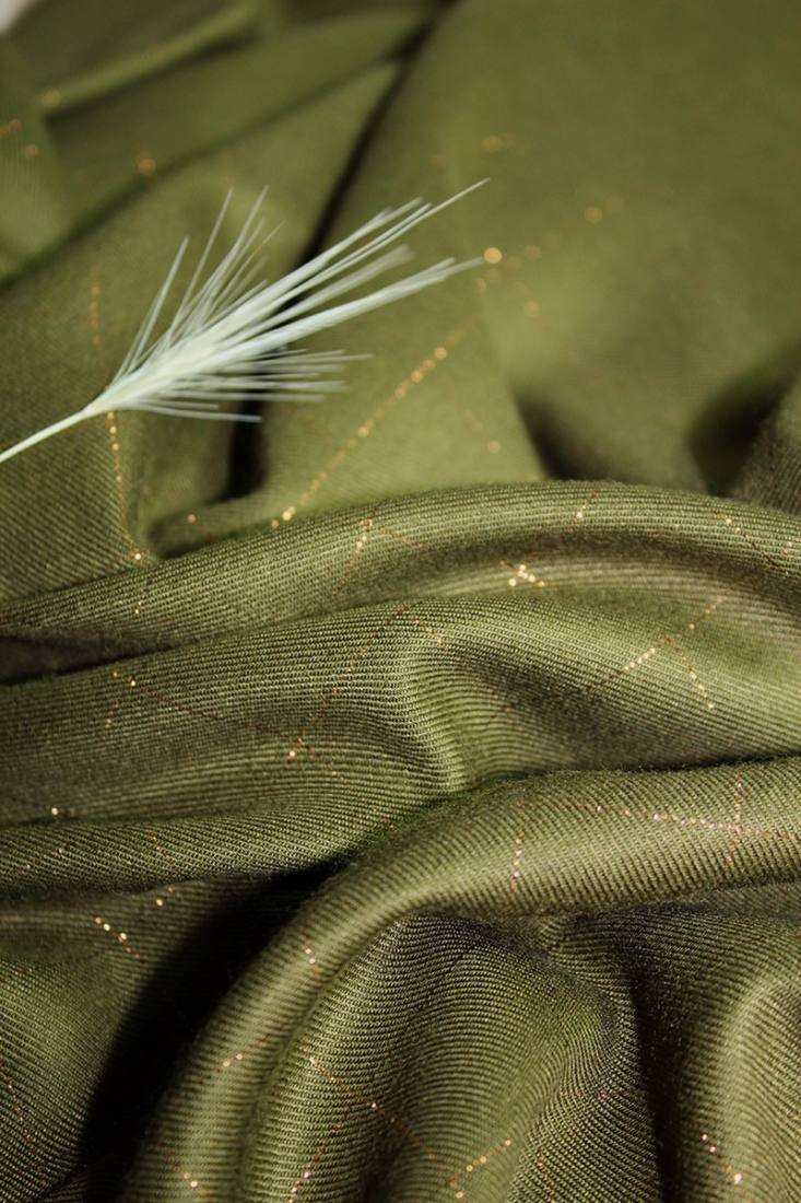 n-hfrosch-stoffe-viskose-twill-glitzer-karo-stoff-khaki-blickdicht image 3