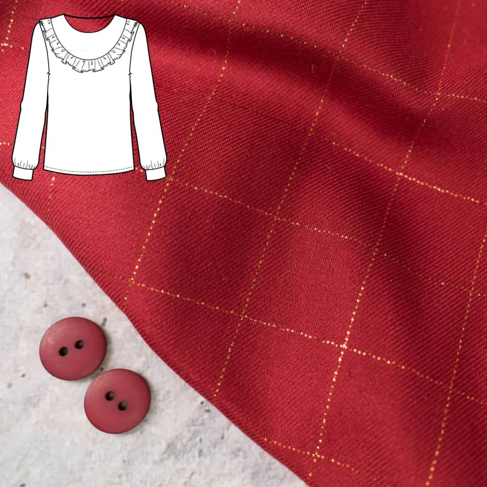 n-hfrosch-seni-bluse-n-hpaket-glitzer-karo-rot-viskose image 1