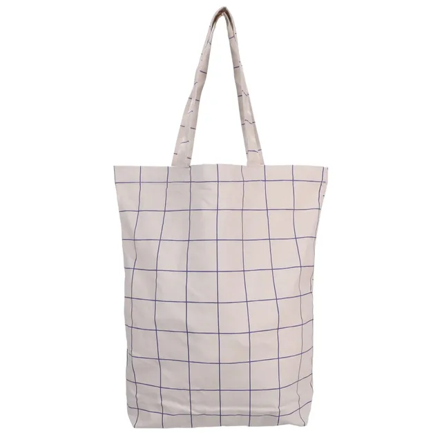 paul-clara-basics-grid-baumwoll-tasche-blau-40x45cm image 1