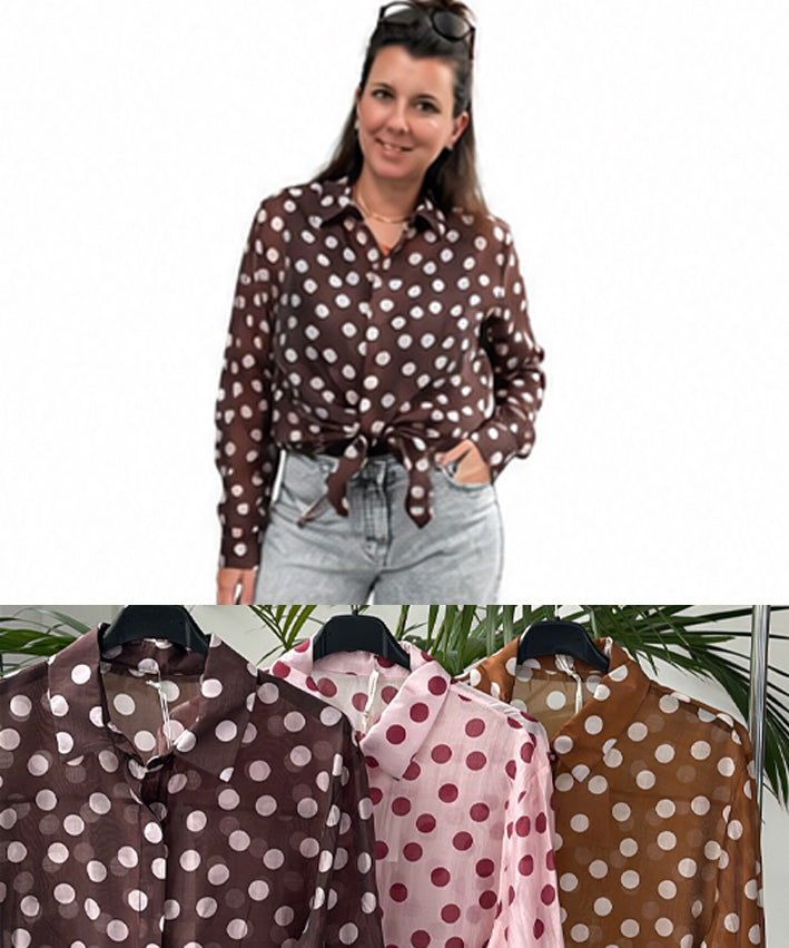 lenipepunkt-polka-dots-bluse-rosa-durchscheinend-onesize-lyocell image 1
