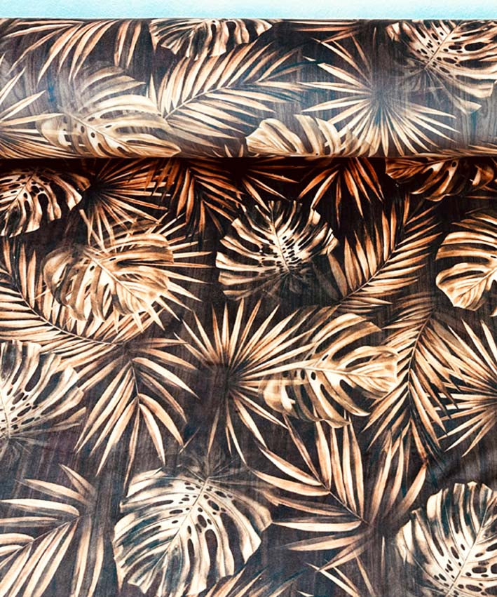 lenipepunkt-velvet-deluxe-samtstoff-monstera-braun image 1