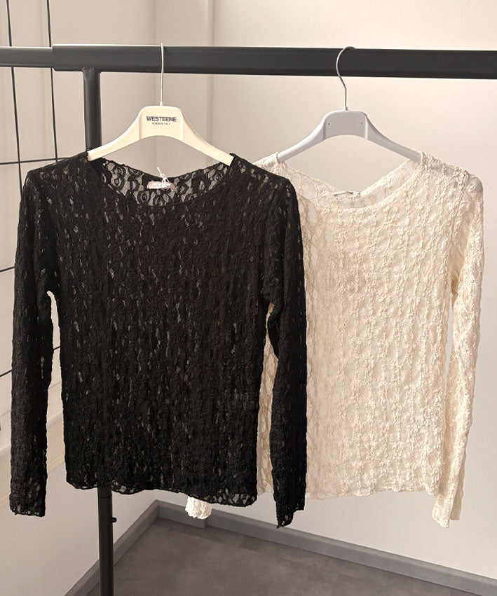 lenipepunkt-ready-to-wear-spitzenshirt-creme-schwarz-onesize image 3
