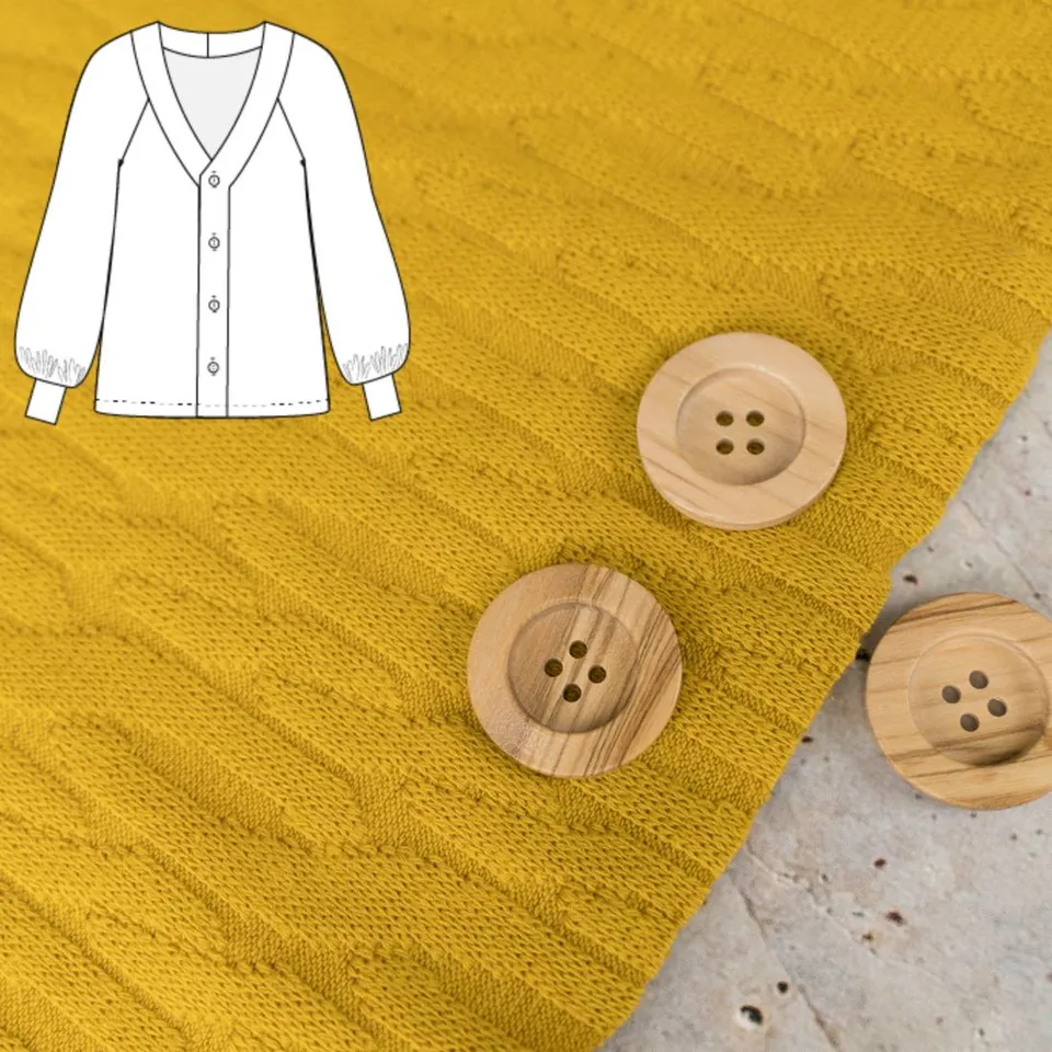 n-hfrosch-jujur-n-hpaket-strickjacke-zopfstrick-senfgelb image 1