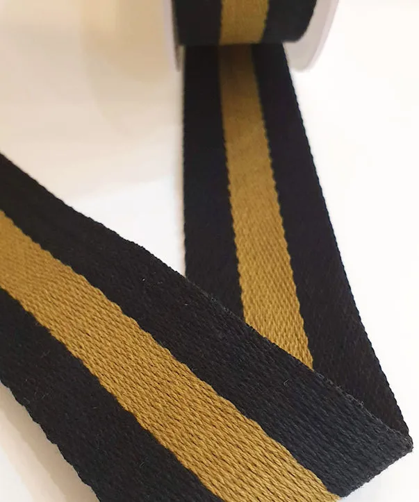lenipepunkt-gurtband-4cm-streifen-schwarz-gold-taschenband image 1