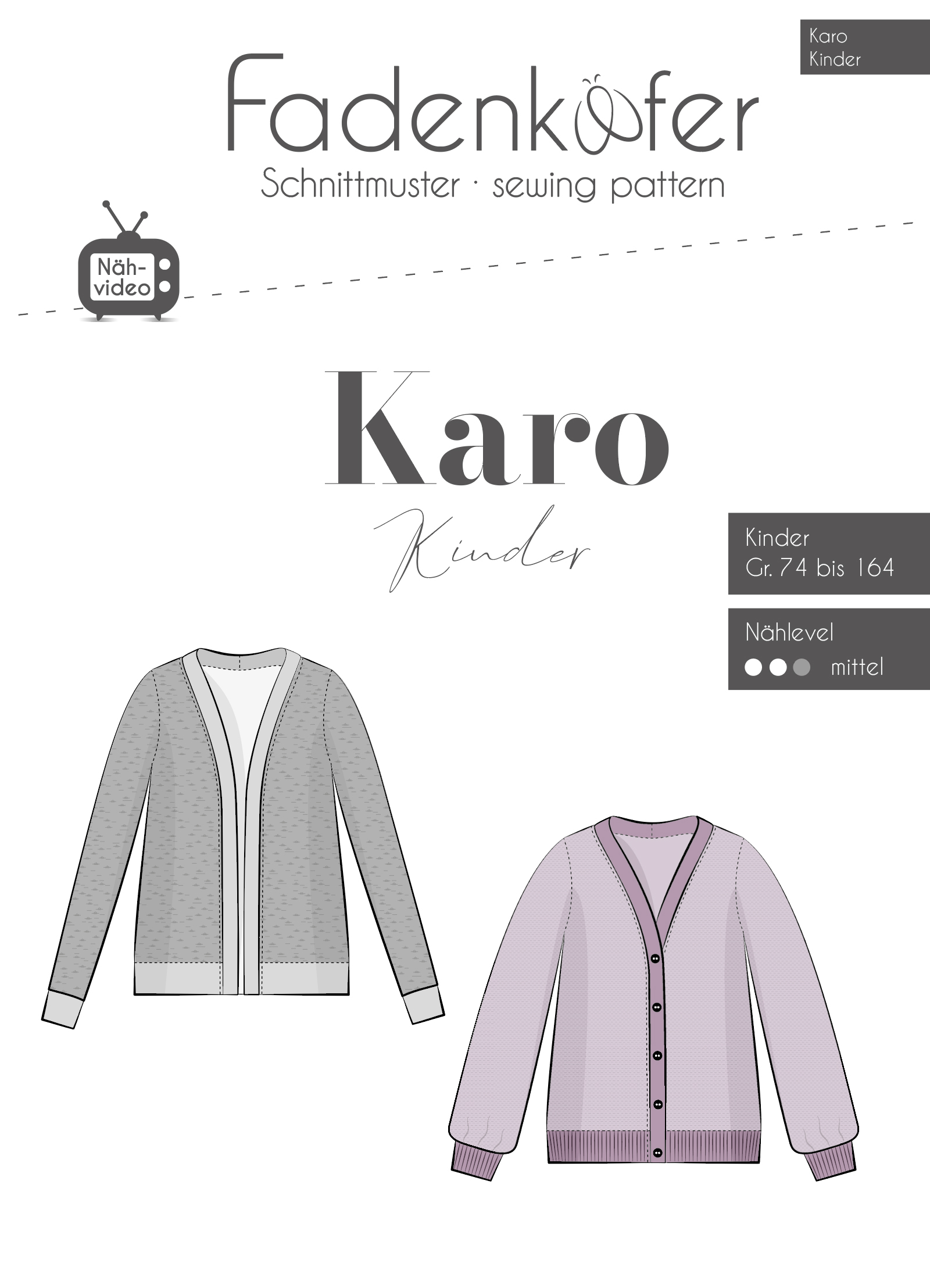 fadenk-fer-karo-kinder-papierschnittmuster-strickjacke-74-164 image 1