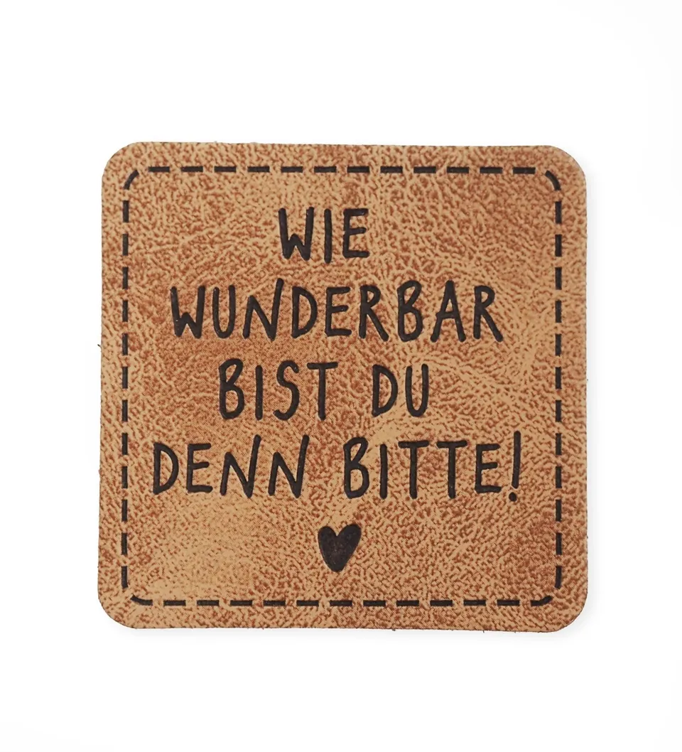 paul-clara-kunstleder-labels-wie-wunderbar-label-iron-on-3-5-cm image 1