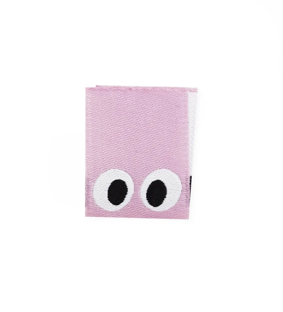 paul-clara-weblabels-klapp-weblabel-augen-lila-n-hlabel-oeko-tex image 1