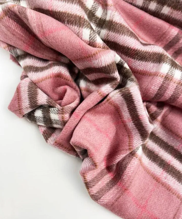 lenipepunkt-mantelstoff-karo-rosa-braun-150cm-meterware image 1