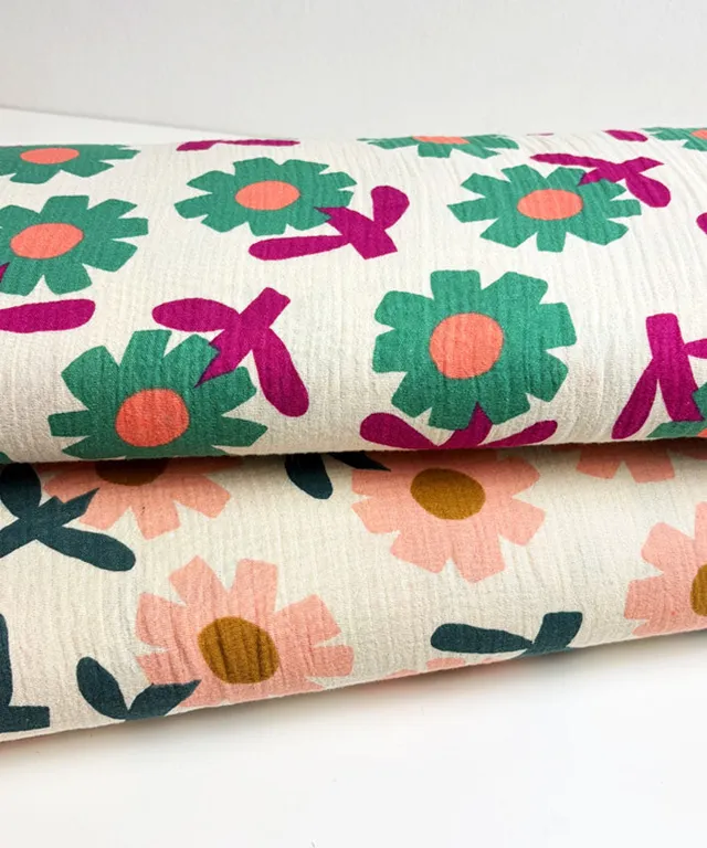 lenipepunkt-stoffe-musselin-doublegauze-daisy-rosa-baumwolle image 1
