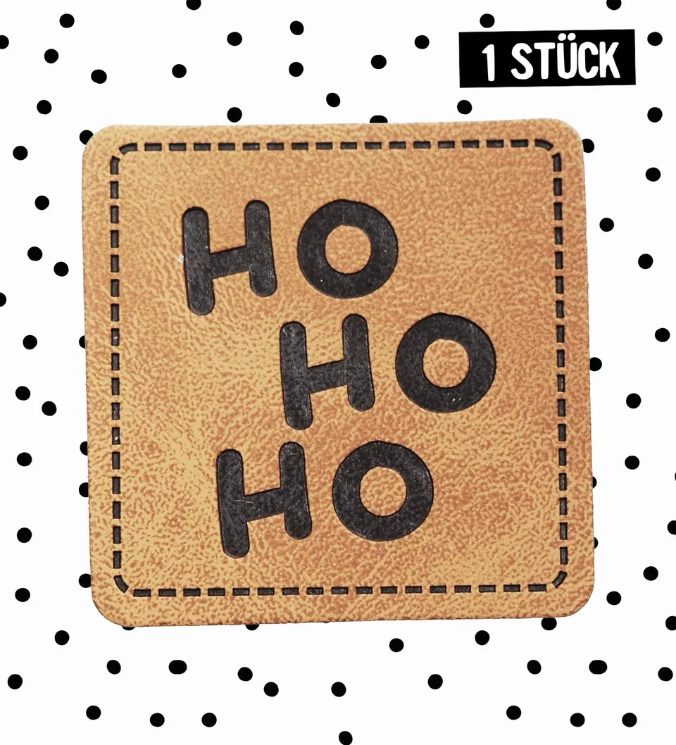 paul-clara-kunstleder-labels-ho-ho-ho-label-iron-on image 1