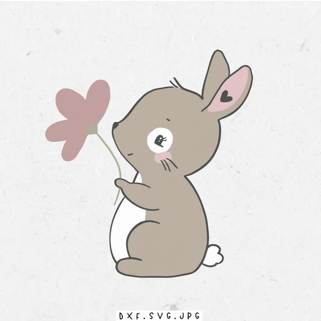 paul-clara-plottdateien-hase-lila-blume-plotterdatei-ostern image 1