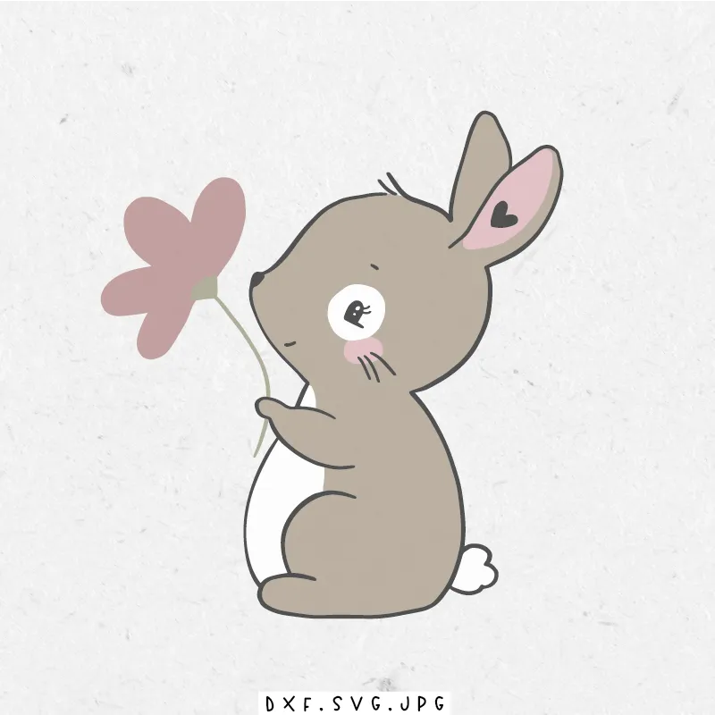 paul-clara-plottdateien-hase-lila-blume-plotterdatei-ostern image 1