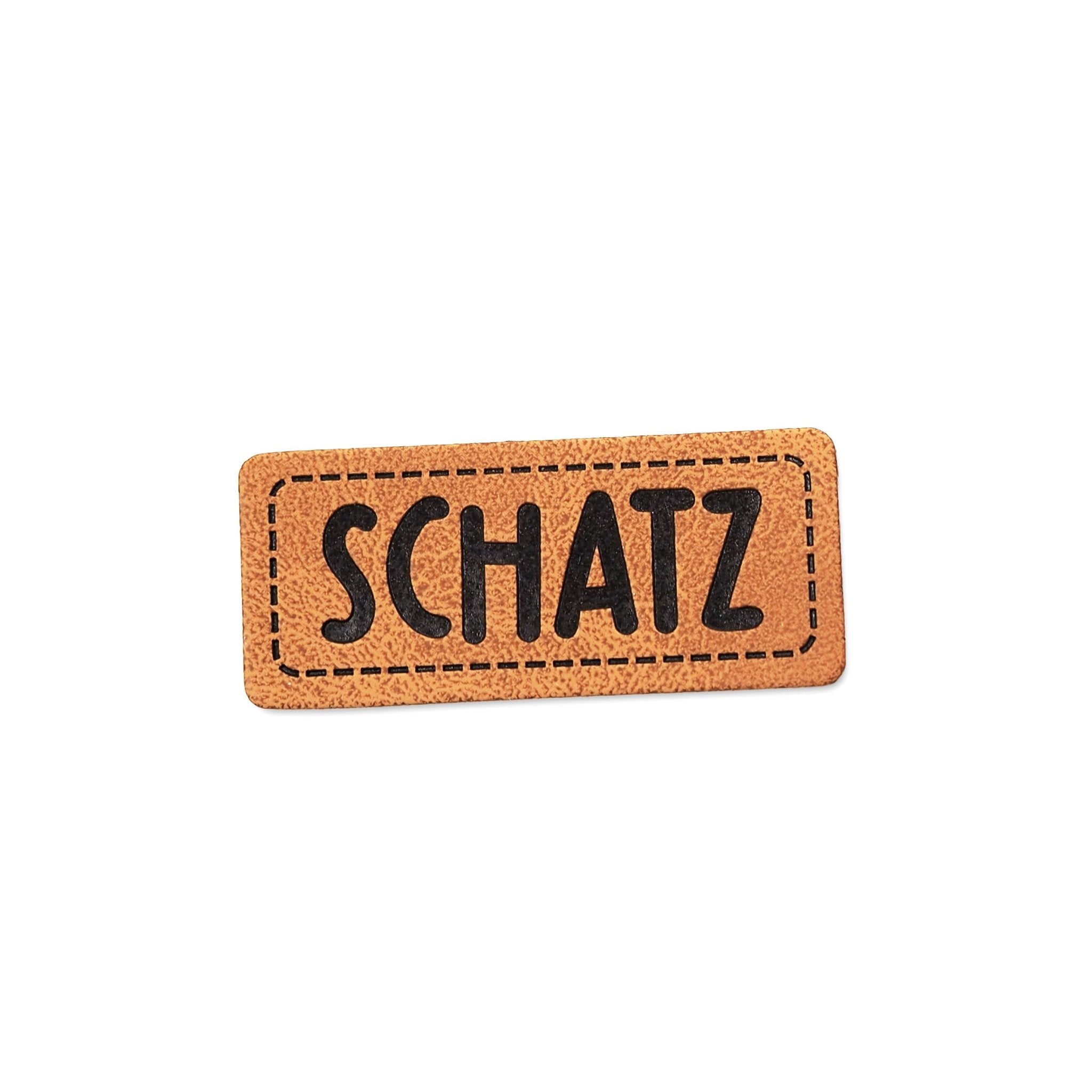 paul-clara-kunstleder-labels-schatz-label-iron-on-1-5x3-5cm image 1