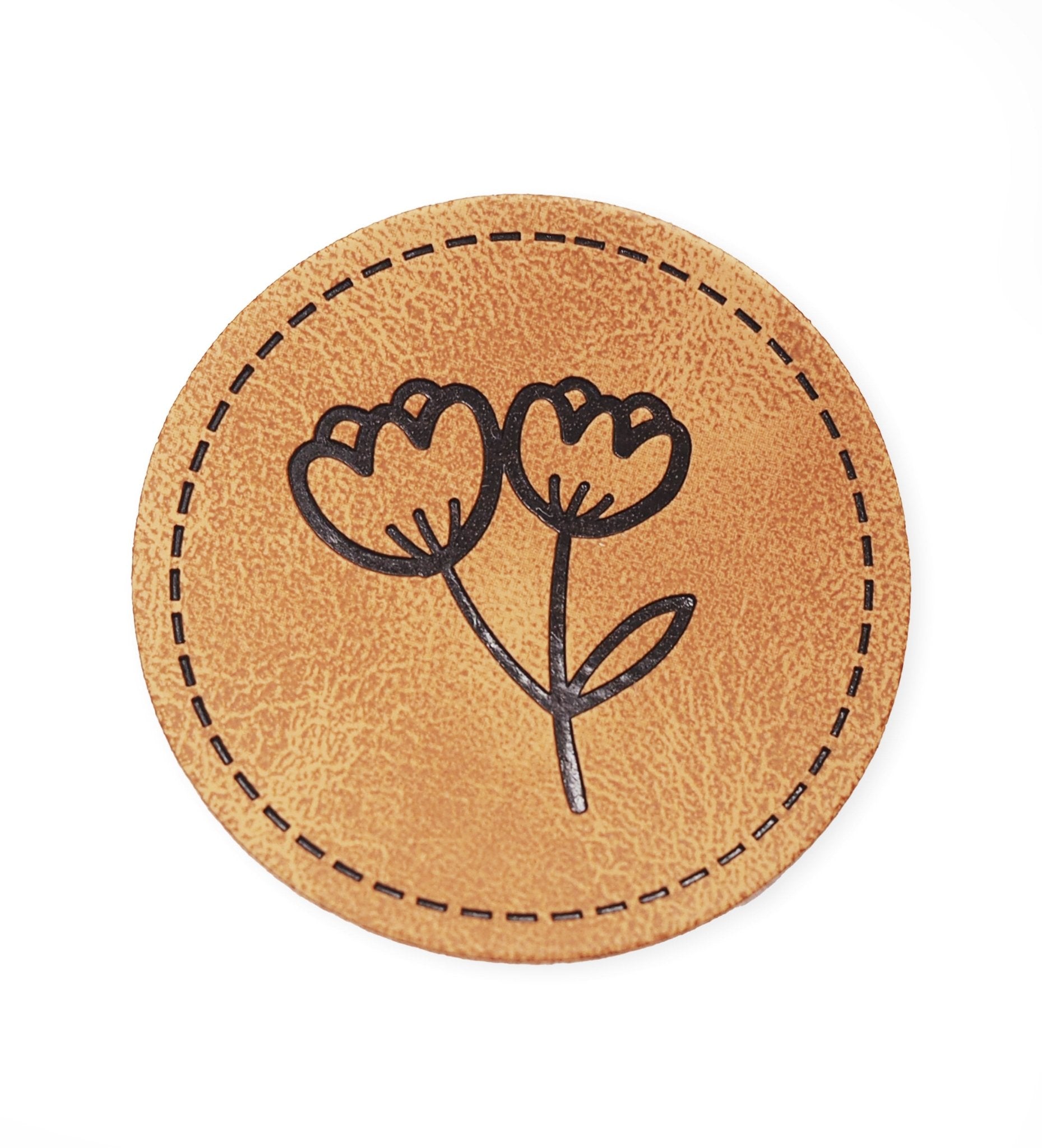 paul-clara-kunstleder-labels-tulpe-iron-on-3-5-cm image 1