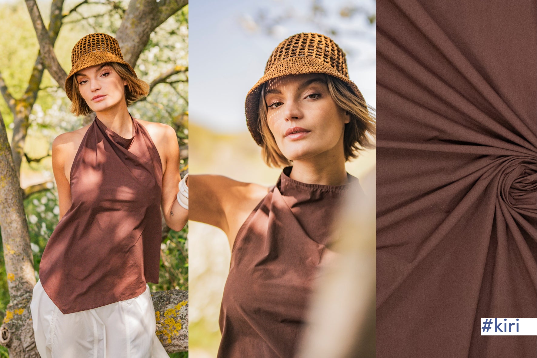 fibre-mood-woven-poplin-stone-washed-blusenstoff-braun image 1