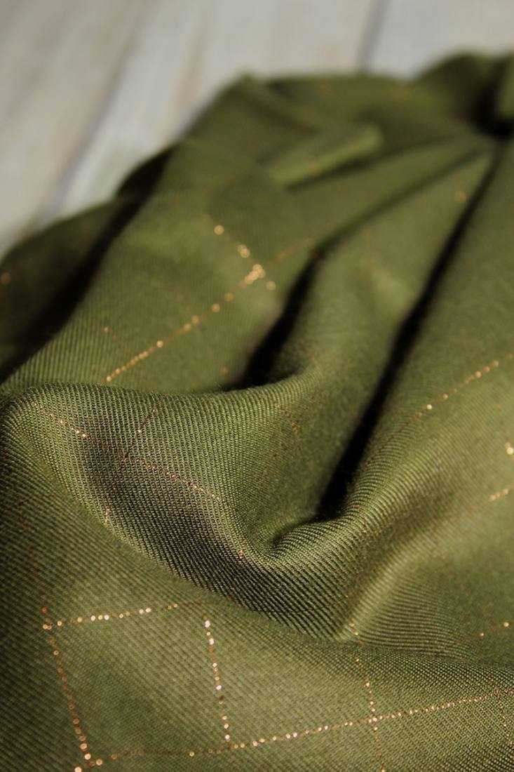 n-hfrosch-stoffe-viskose-twill-glitzer-karo-stoff-khaki-blickdicht image 2