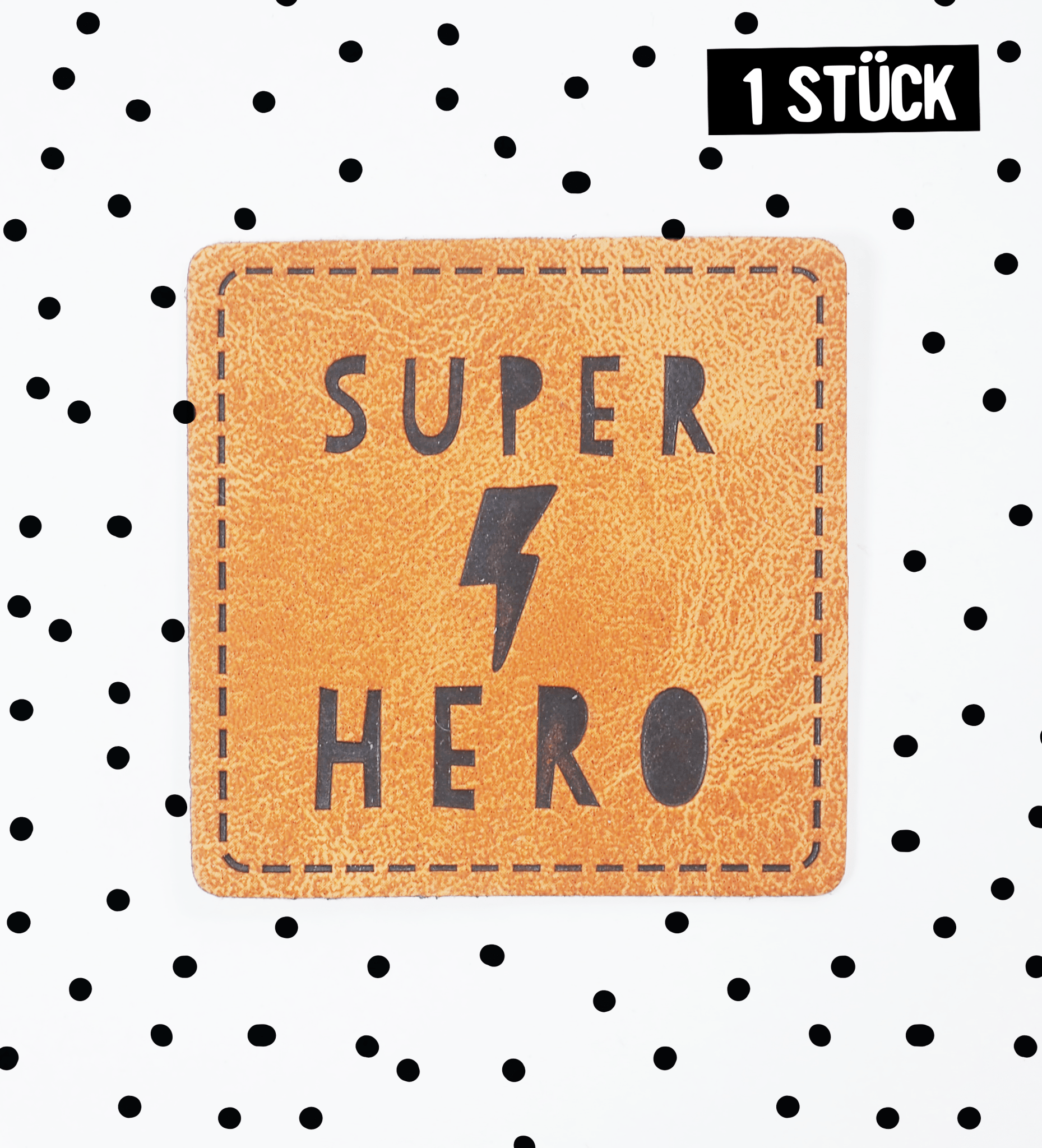 paul-clara-kunstlederlabels-super-hero-label-iron-on-4x4cm image 1