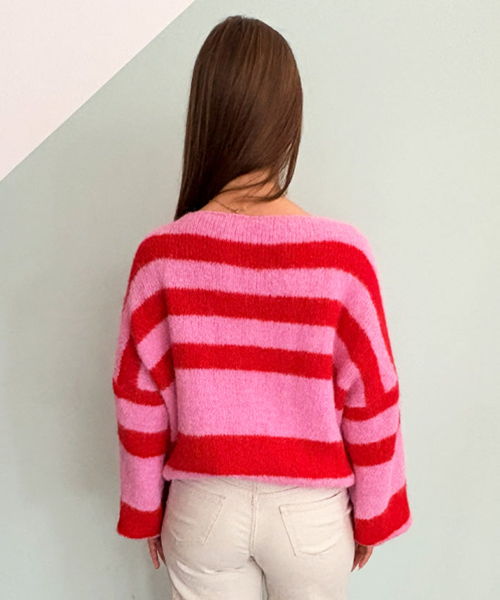 lenipepunkt-ringel-strickjacke-pink-orange-onesize-cardigan image 4