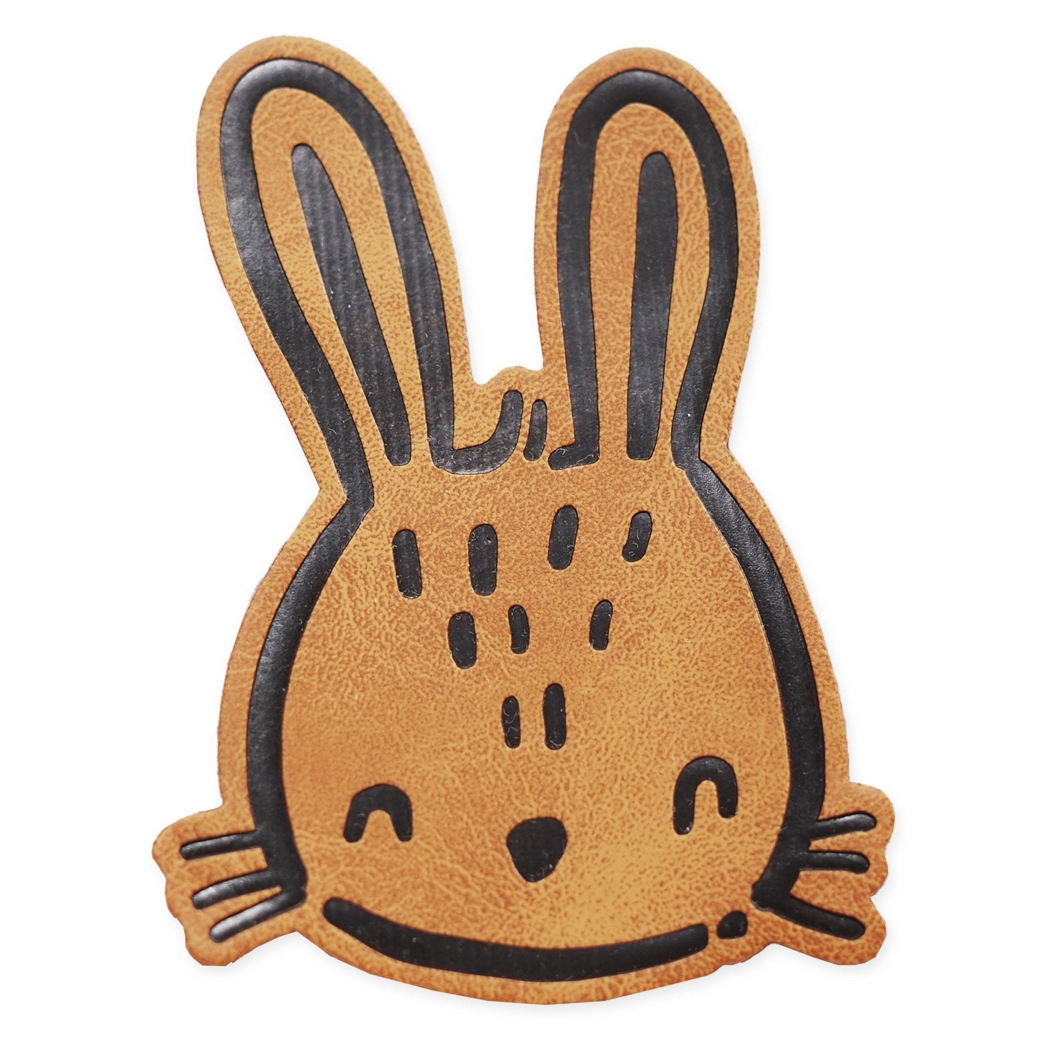 paul-clara-scandi-hase-kunstlederlabel-iron-on-7x5-cm image 1