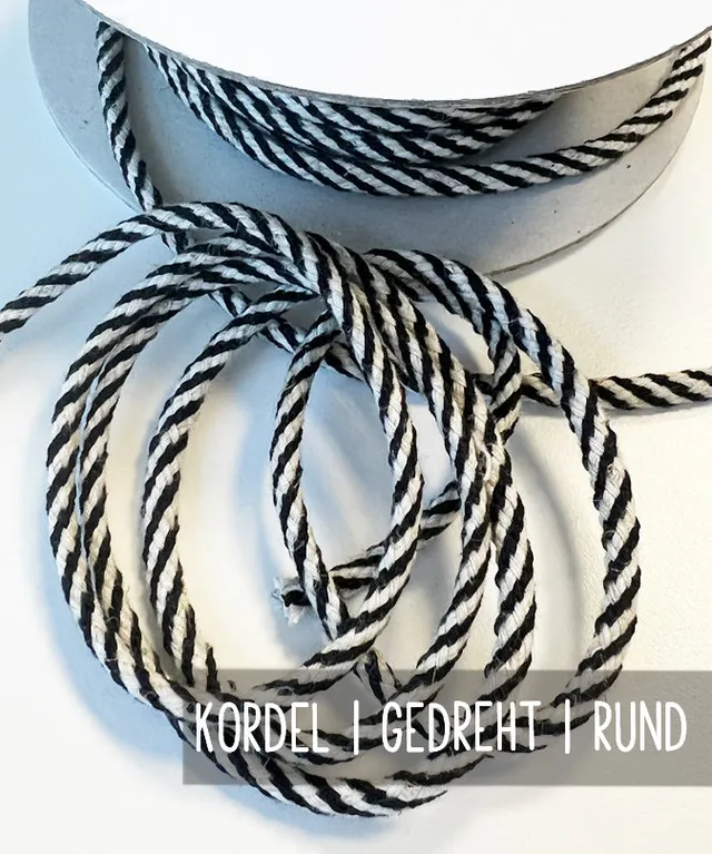 lenipepunkt-kurzwaren-kordel-gedreht-kordel-schwarz-wei-baumwollmix image 1