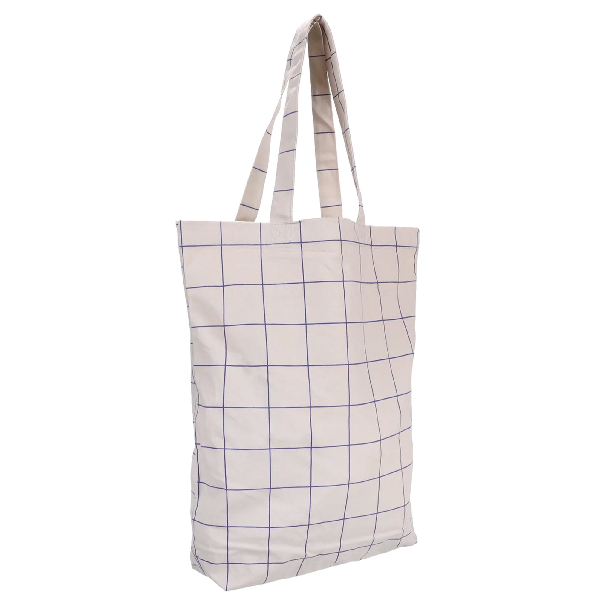 paul-clara-basics-grid-baumwoll-tasche-blau-40x45cm image 2
