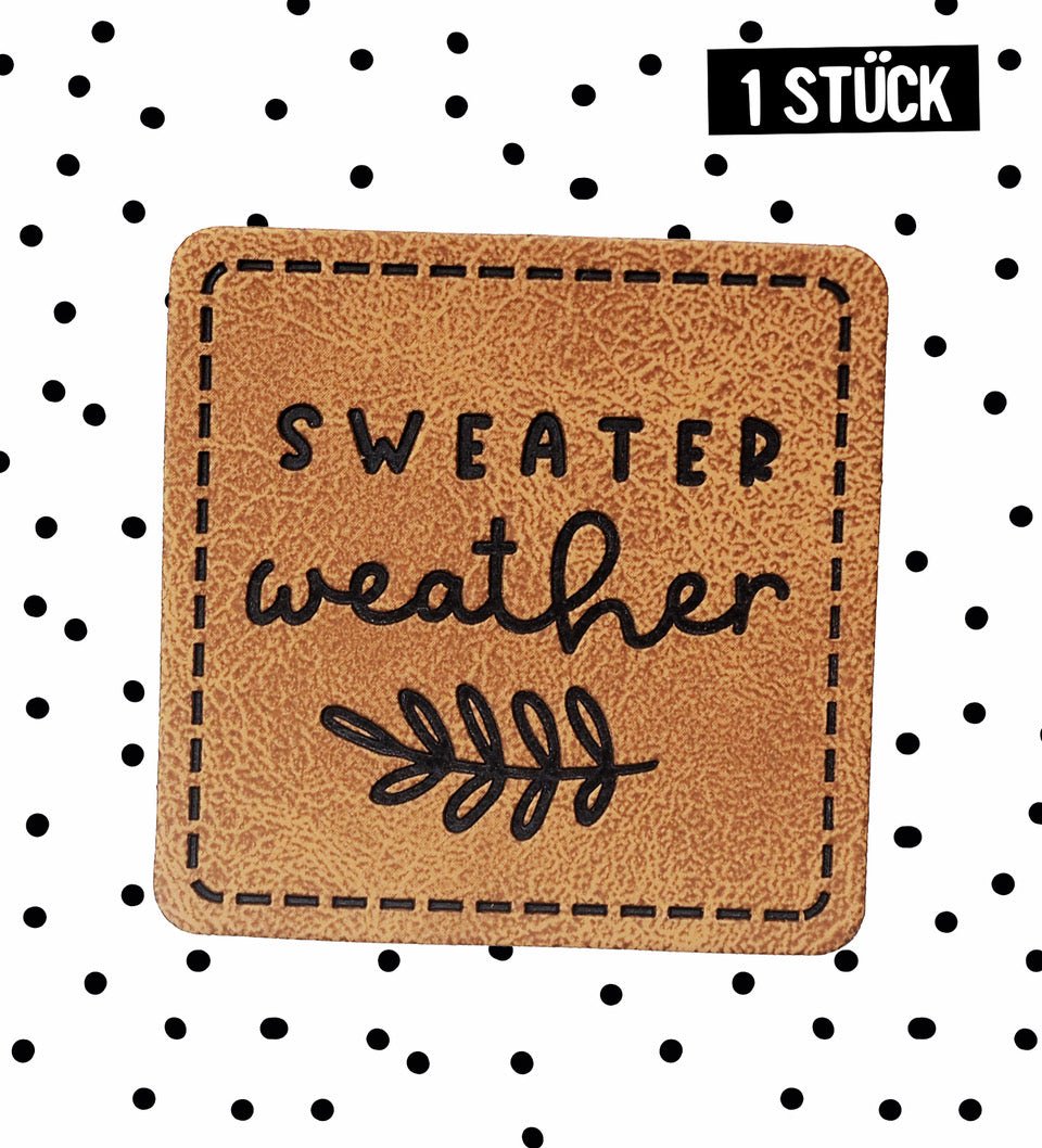paul-clara-kunstlederlabel-sweater-weather-iron-on-3-5-cm image 1