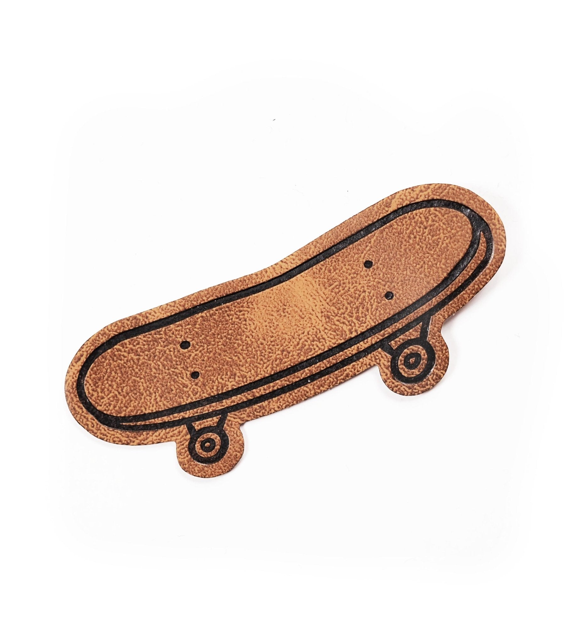 paul-clara-kunstlederlabel-skateboard-iron-on-2-1x3-5cm image 1