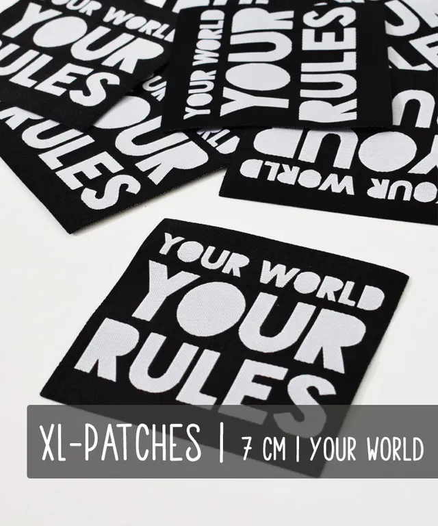 lenipepunkt-kurzwaren-your-world-xl-patch-schwarz-wei-8x8-cm image 1