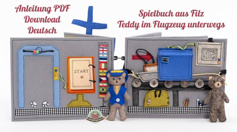n-hfrosch-teddy-im-flugzeug-quiet-book-schnittmuster-filz image 5