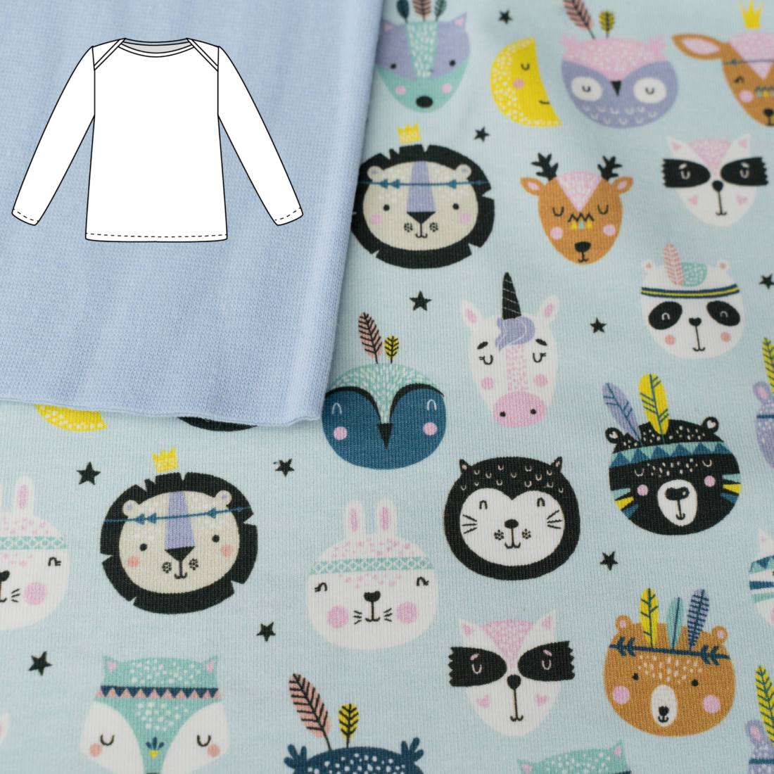 n-hfrosch-kerdil-n-hpaket-babyshirt-boho-tiere-hellblau image 1