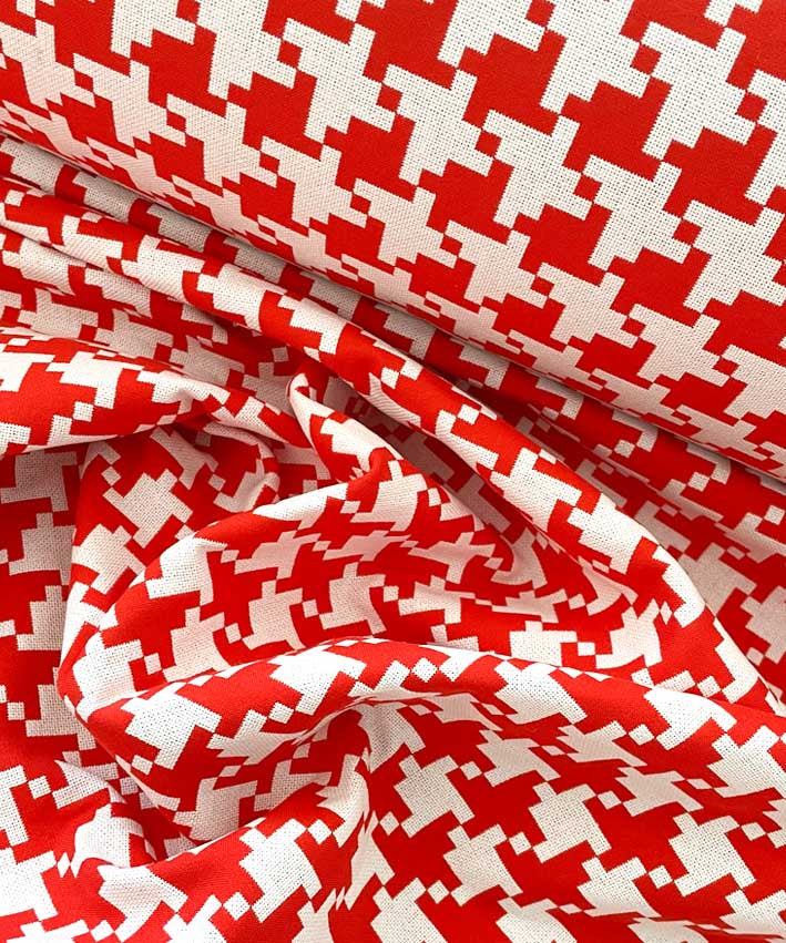 lenipepunkt-stoffe-jacquard-taschenstoff-hahnentritt-rot-wei image 4