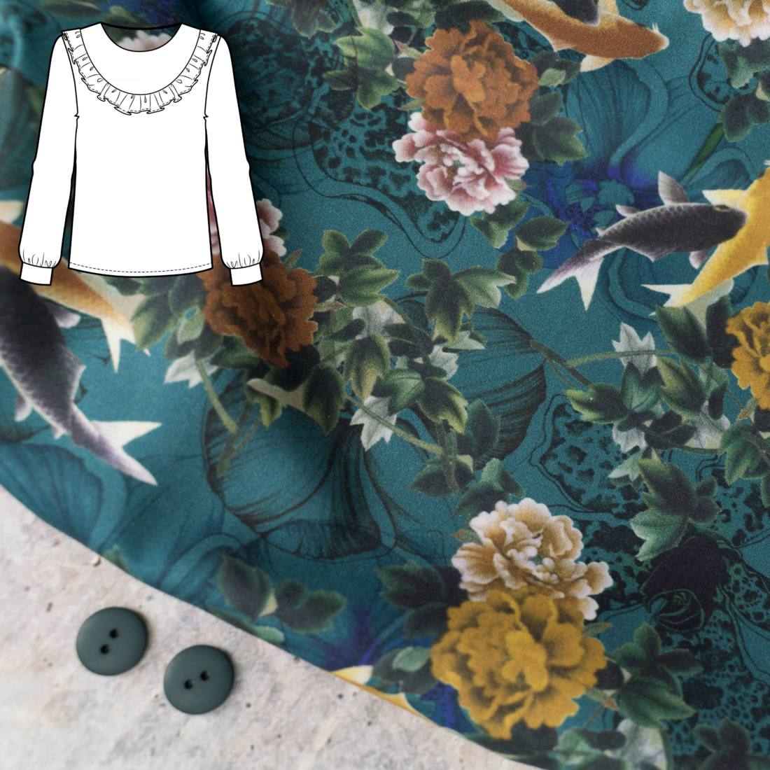 n-hfrosch-n-hpaket-bluse-seni-fische-und-blumen-bio-voile image 1