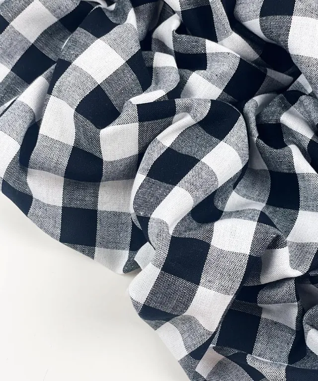 lenipepunkt-baumwolle-vichy-karo-stoff-schwarz-wei-130g image 1