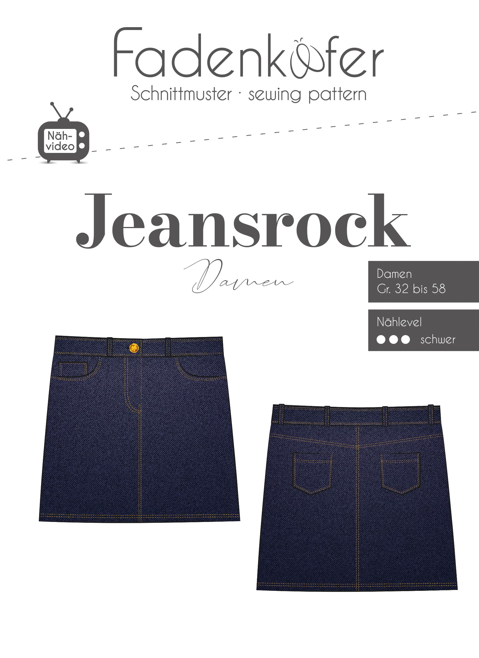 fadenk-fer-jeansrock-damen-papierschnittmuster-gr-32-58-five-pocket image 1
