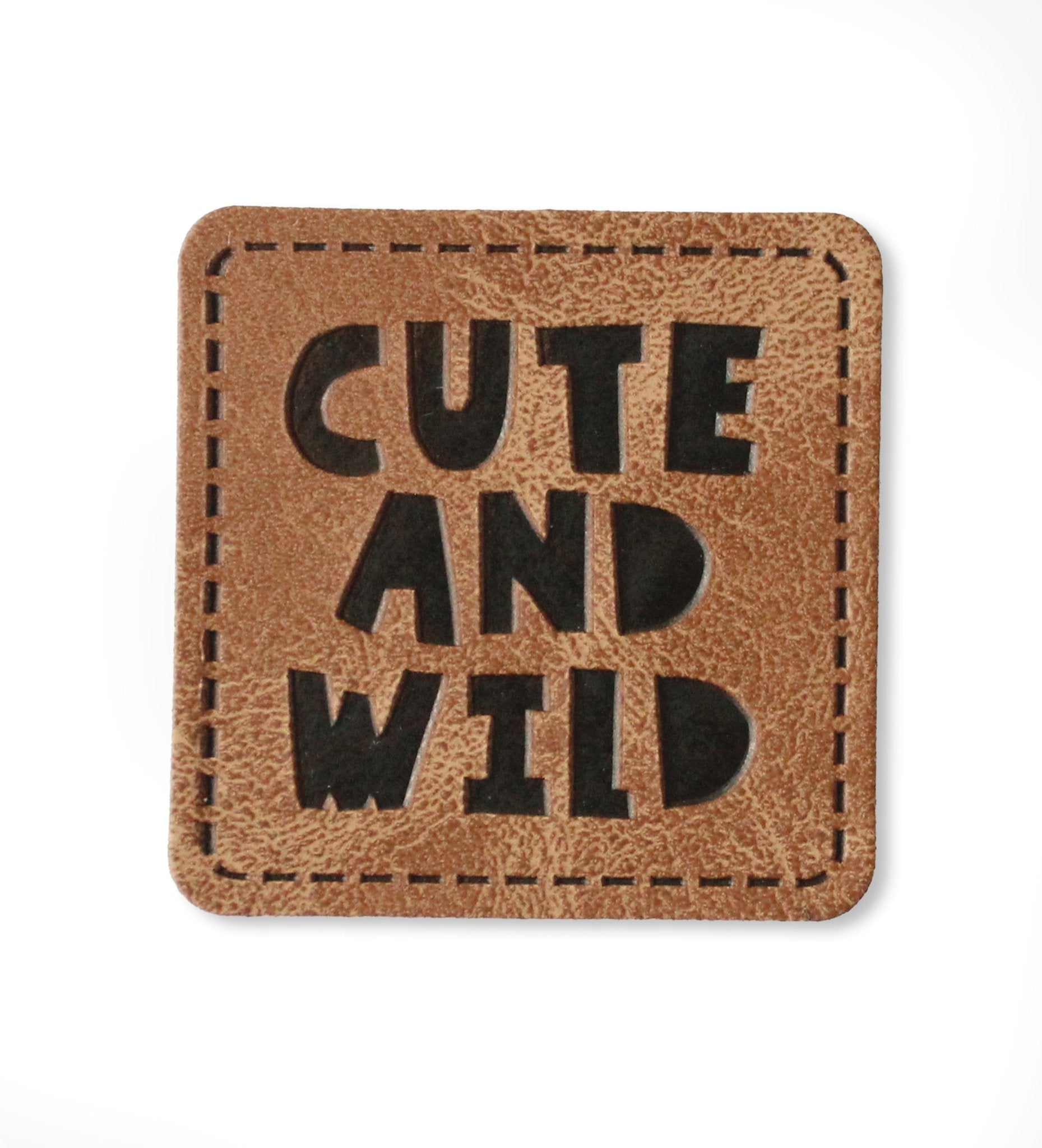 paul-clara-kunstlederlabels-cute-and-wild-label-iron-on-3-5x3-5-cm image 1