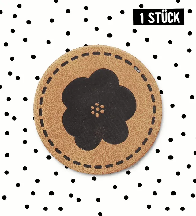 paul-clara-blume-rund-kunstlederlabel-zum-aufb-geln-3-5-cm image 1