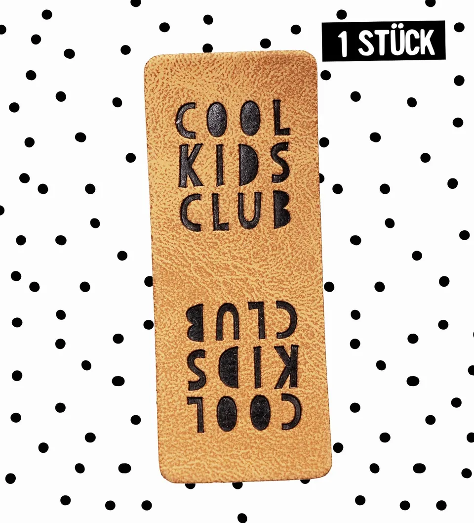 paul-clara-kunstleder-labels-cool-kids-club-klapplabel-2x5cm image 1