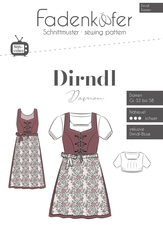 fadenk-fer-papierschnittmuster-dirndl-damen-inkl-bluse-gr-32-58 image 1