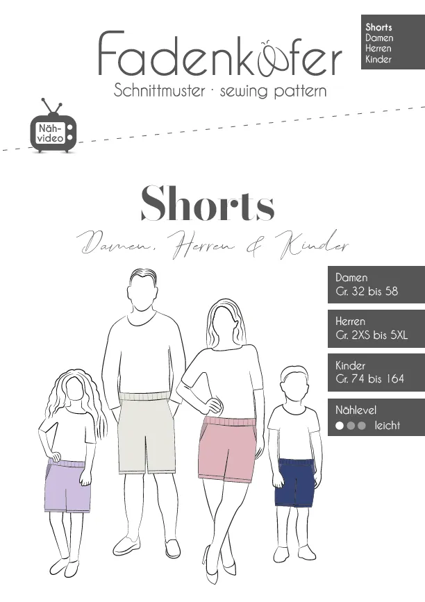 fadenk-fer-papierschnittmuster-shorts-damen-herren-kinder-gummibund image 1